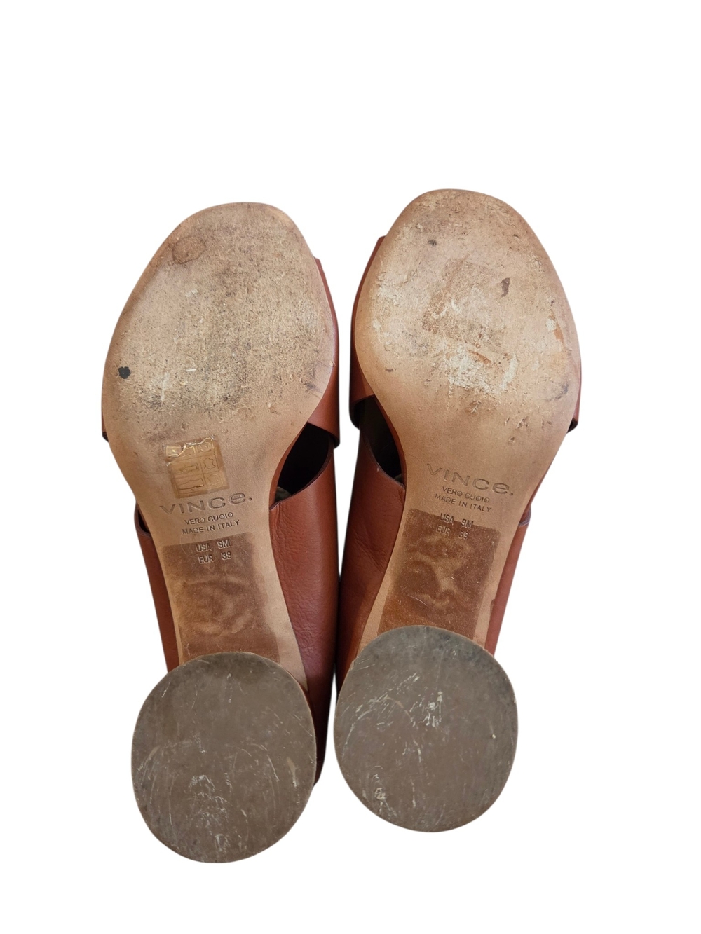 Vince Tan Leather Crisscross Mule with Block Heel - Picture 8 of 9